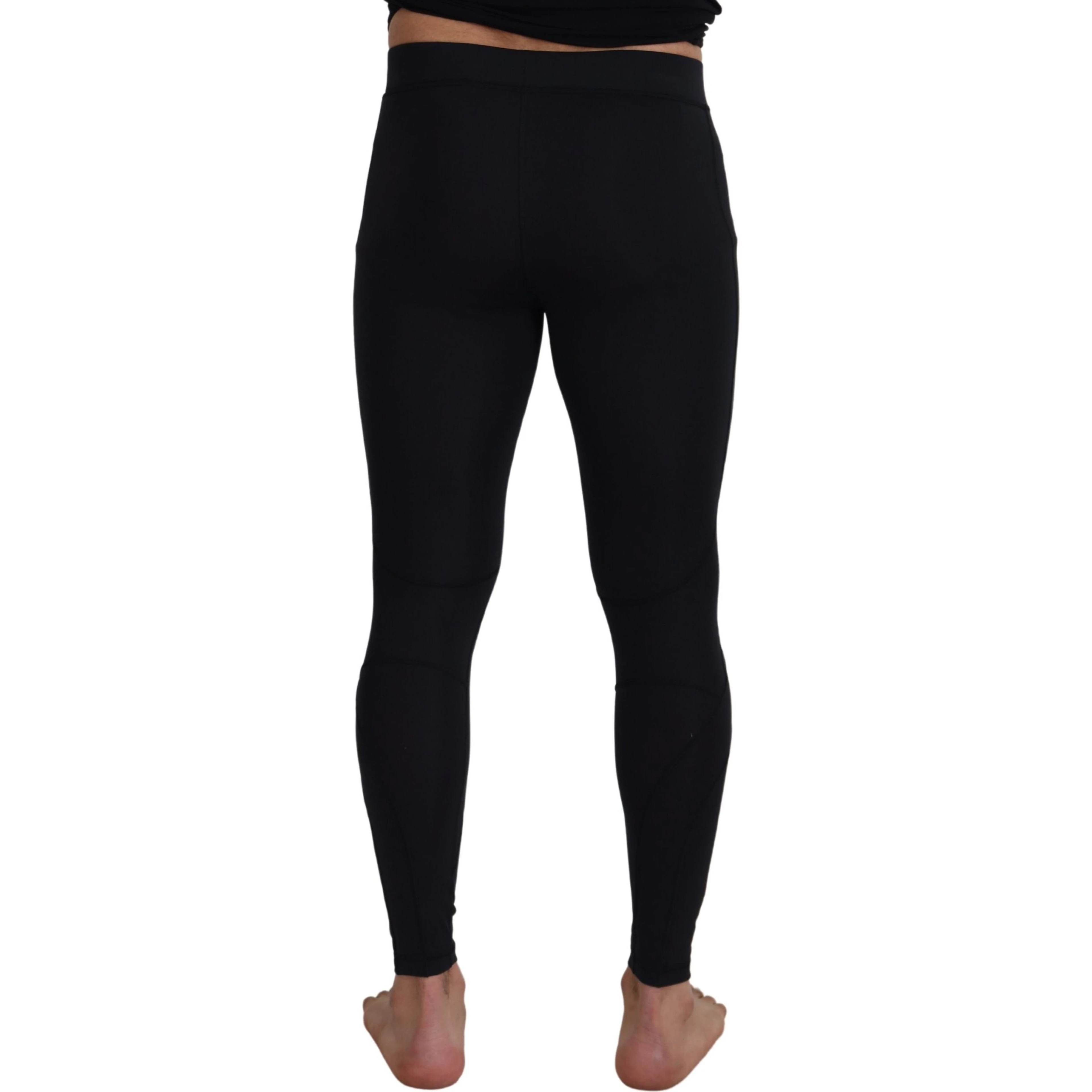 Black Nylon Slim Fit Stretch Pants