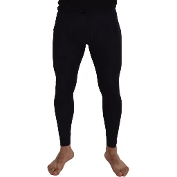 Black Nylon Slim Fit Stretch Pants