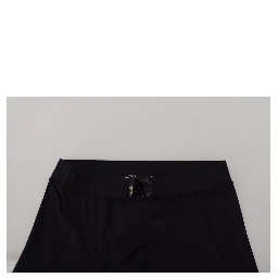 Black Nylon Slim Fit Stretch Pants