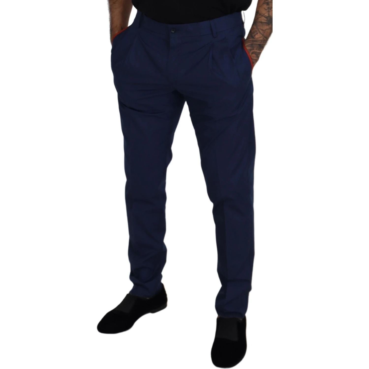 Blue Cotton Chino Formal Pants