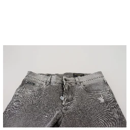 Grey Washed Cotton Skinny Denim Jeans
