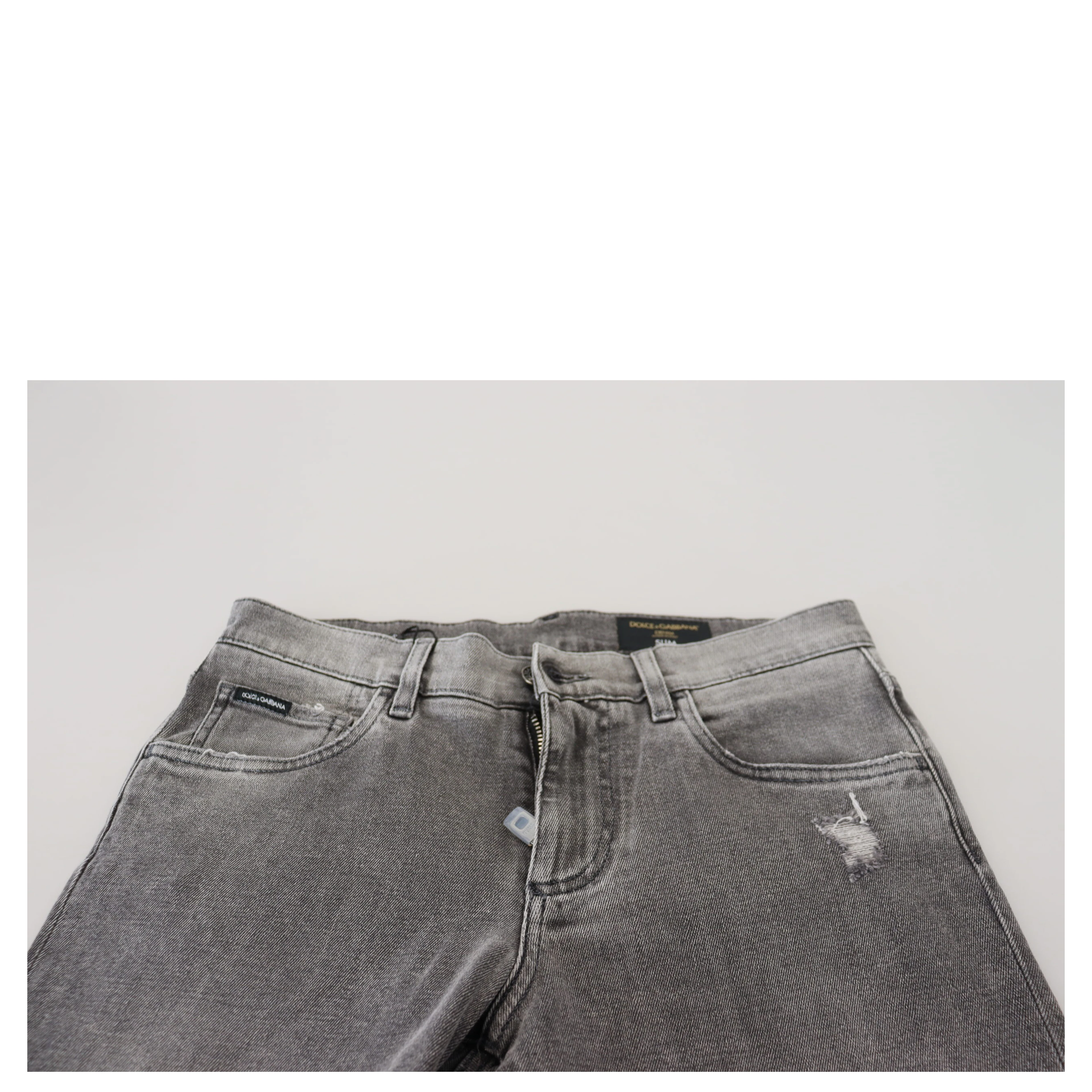 Grey Washed Cotton Skinny Denim Jeans