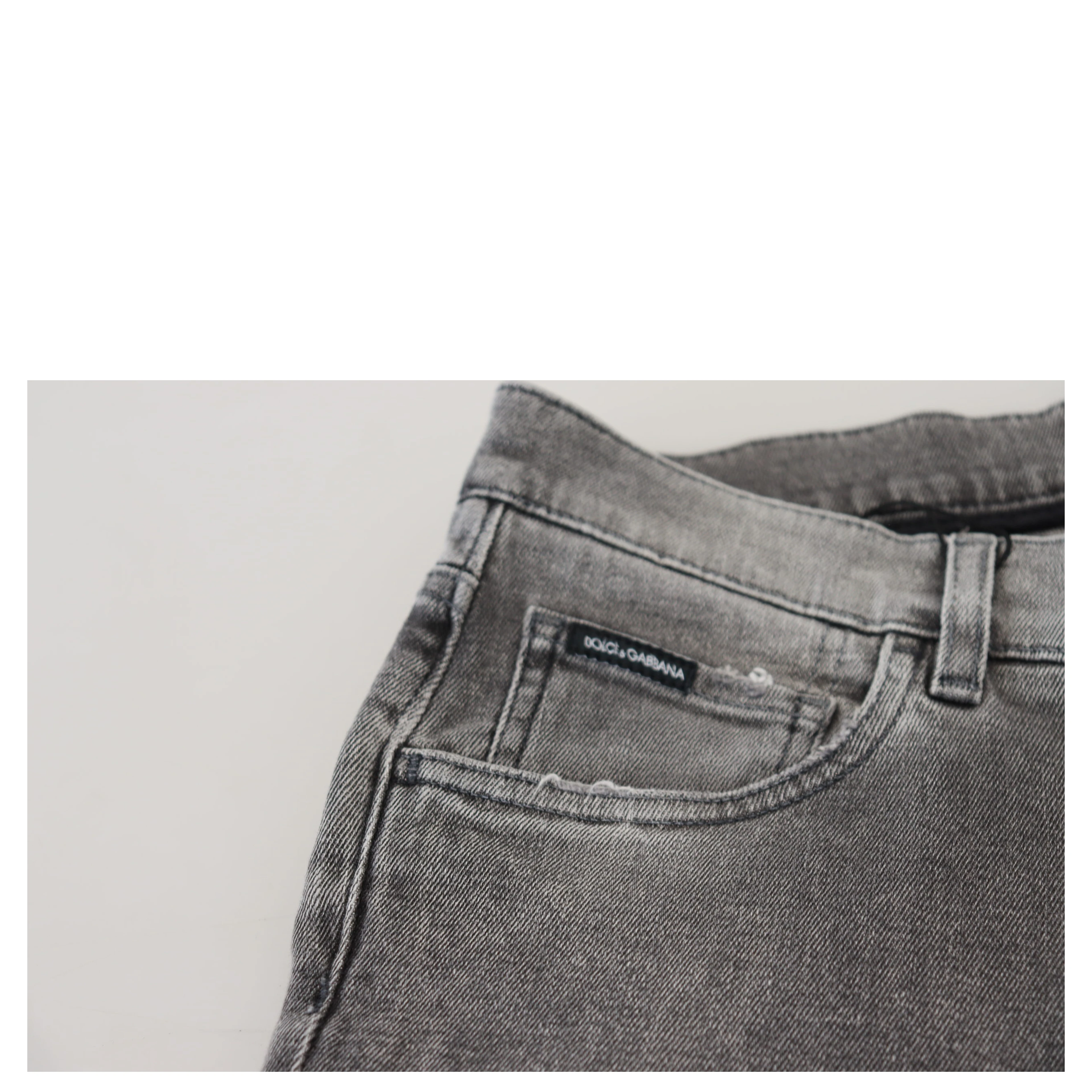 Grey Washed Cotton Skinny Denim Jeans