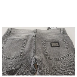 Grey Washed Cotton Skinny Denim Jeans