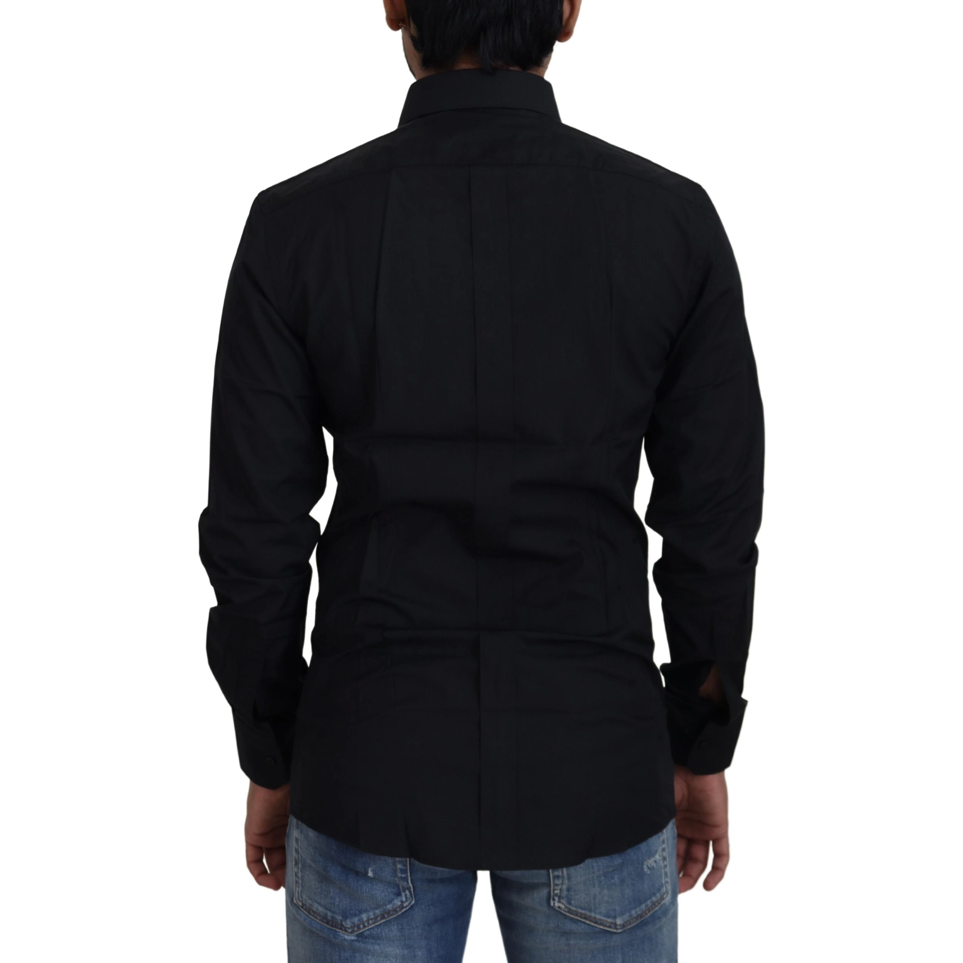 Black Cotton Slim Fit Formal Dress GOLD Shirt
