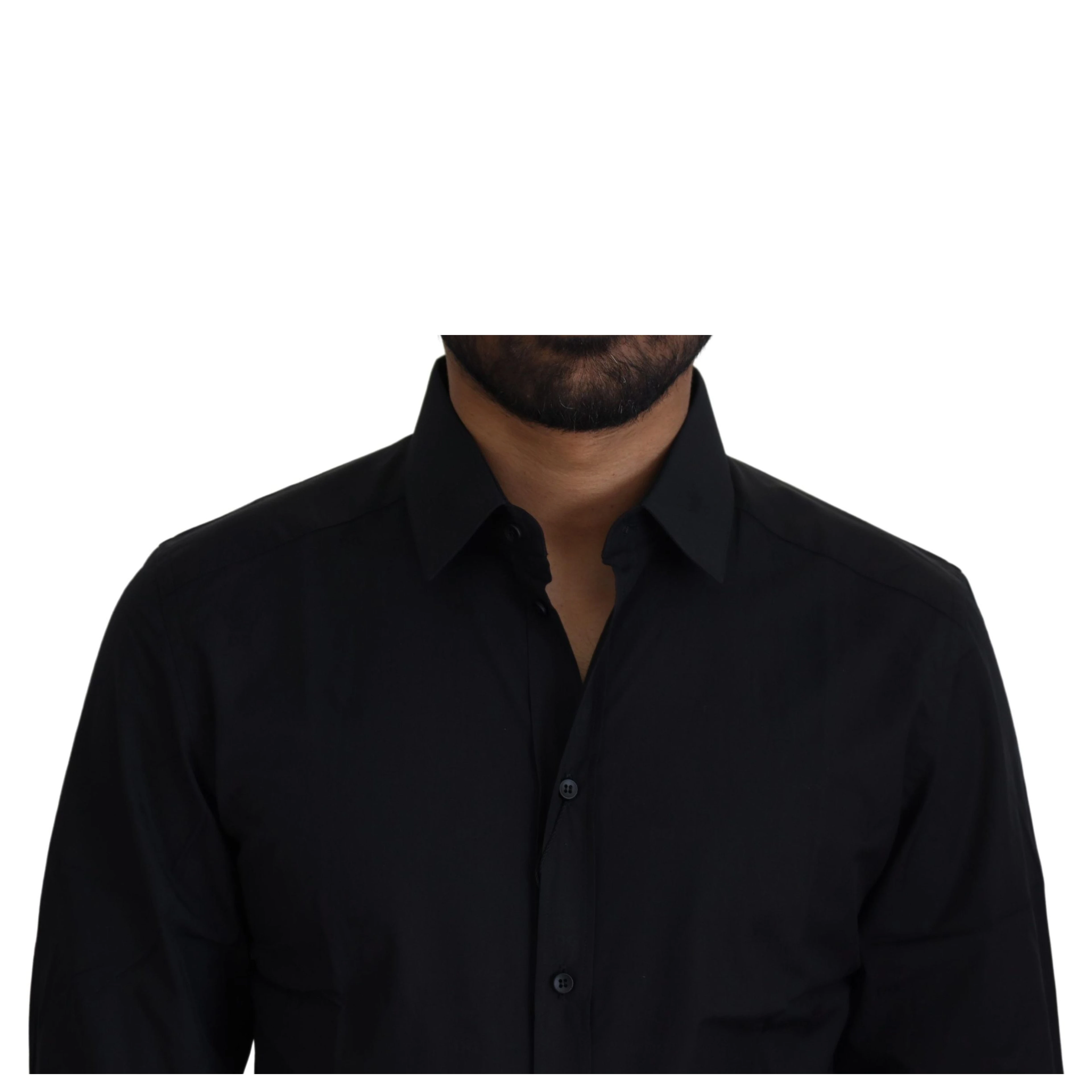 Black Cotton Slim Fit Formal Dress GOLD Shirt