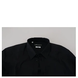 Black Cotton Slim Fit Formal Dress GOLD Shirt