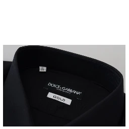 Black Cotton Slim Fit Formal Dress GOLD Shirt