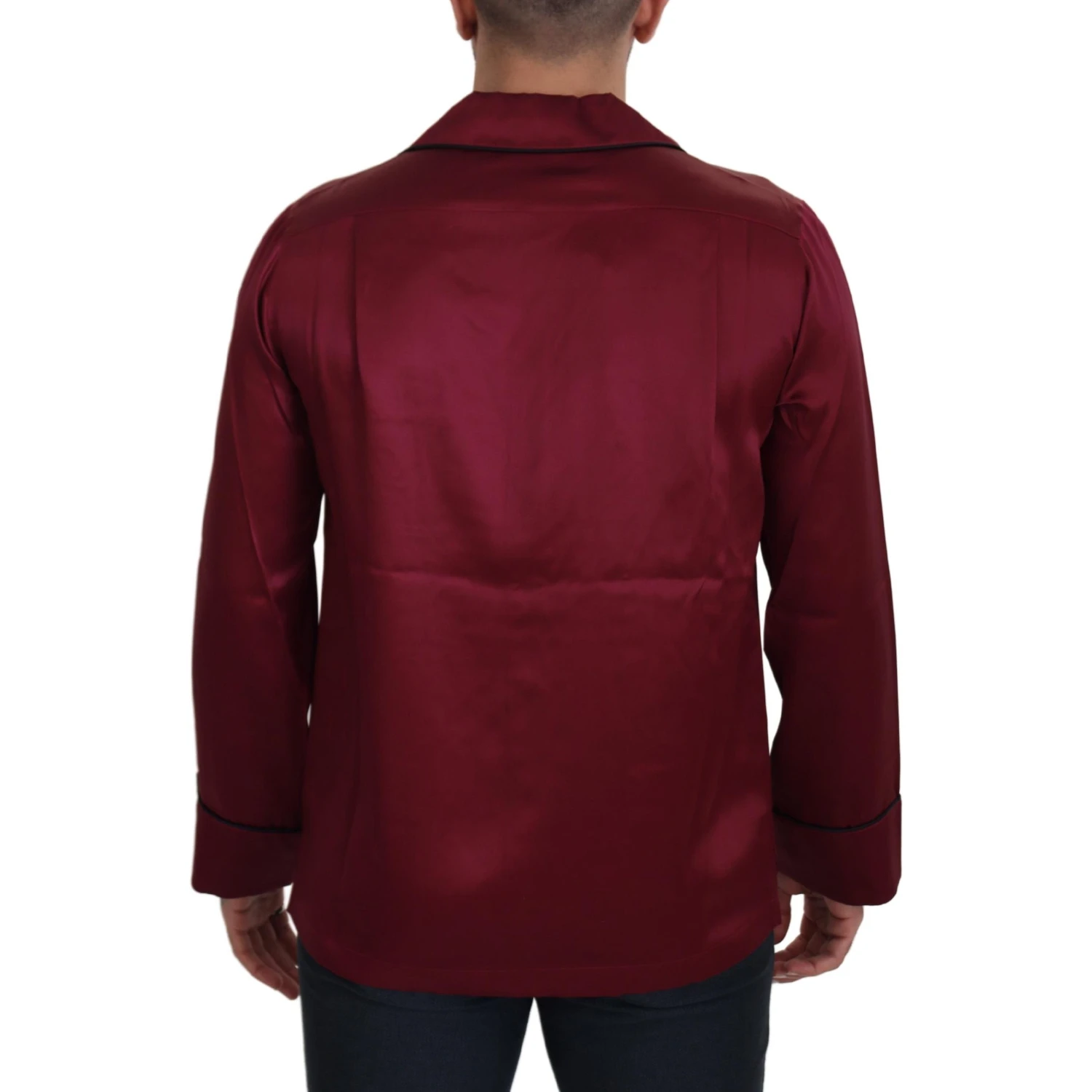Red Silk Lounge Top Pajama Sleepwear Shirt