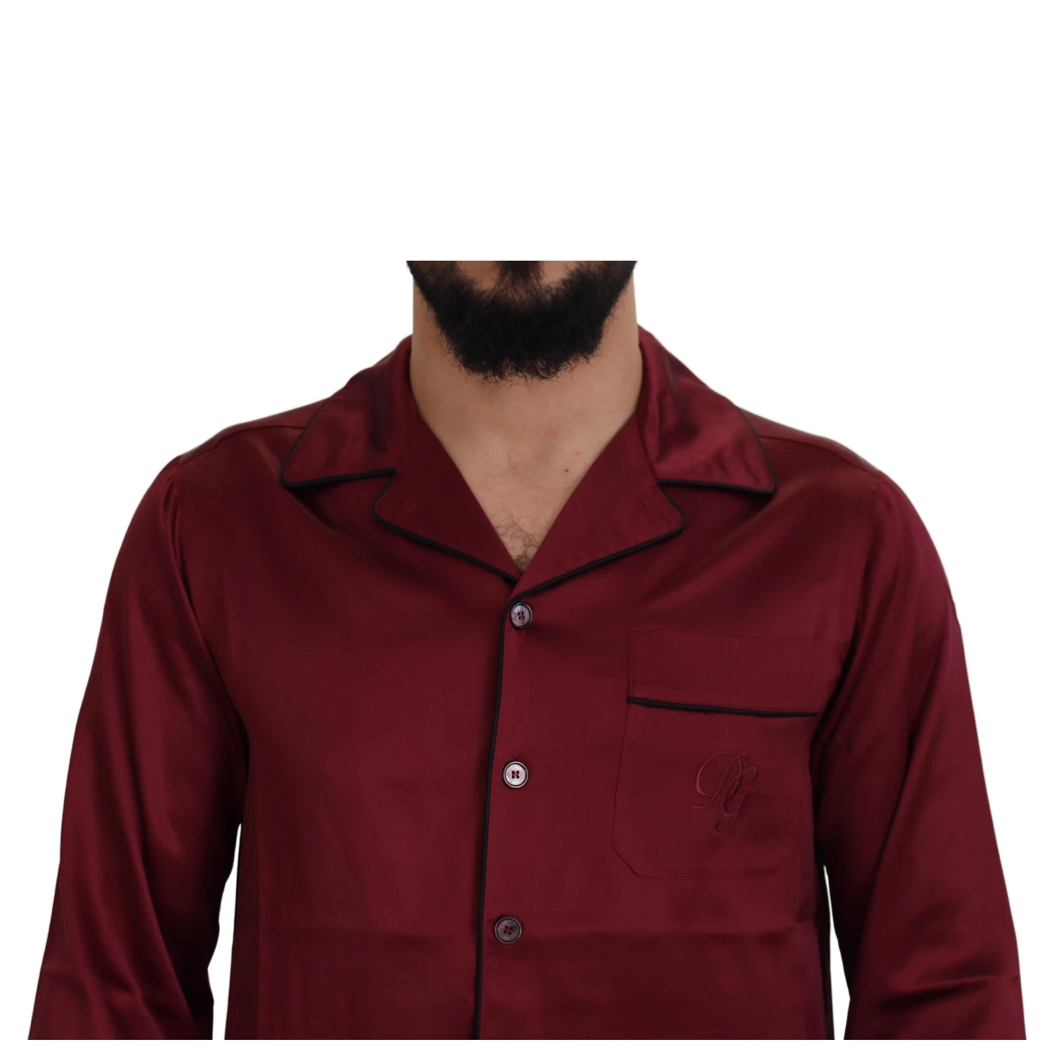 Red Silk Lounge Top Pajama Sleepwear Shirt