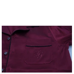 Red Silk Lounge Top Pajama Sleepwear Shirt