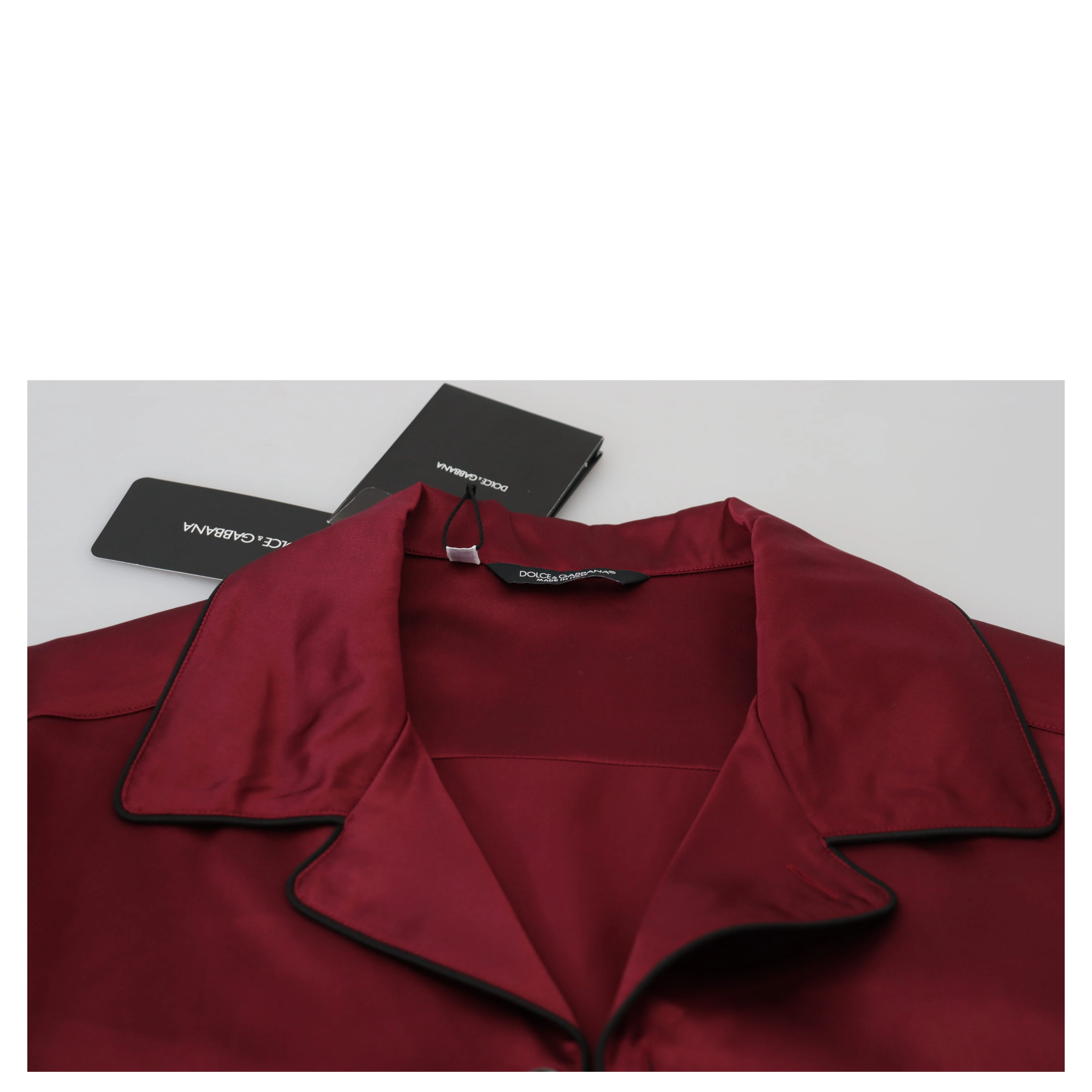 Red Silk Lounge Top Pajama Sleepwear Shirt