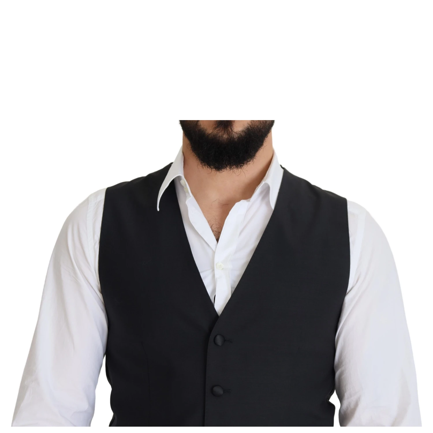 Black Wool Stretch Waistcoat Formal Vest