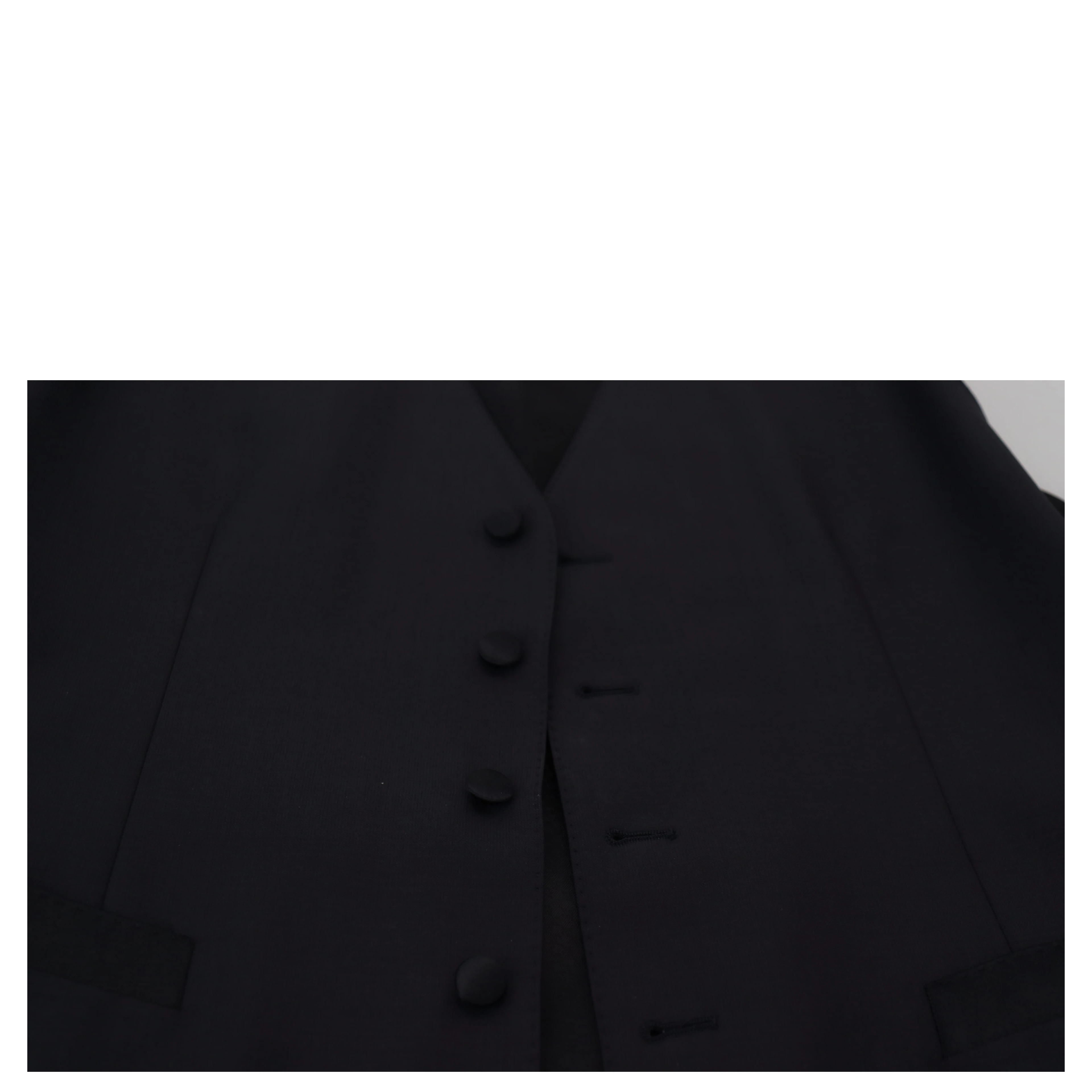 Black Wool Stretch Waistcoat Formal Vest