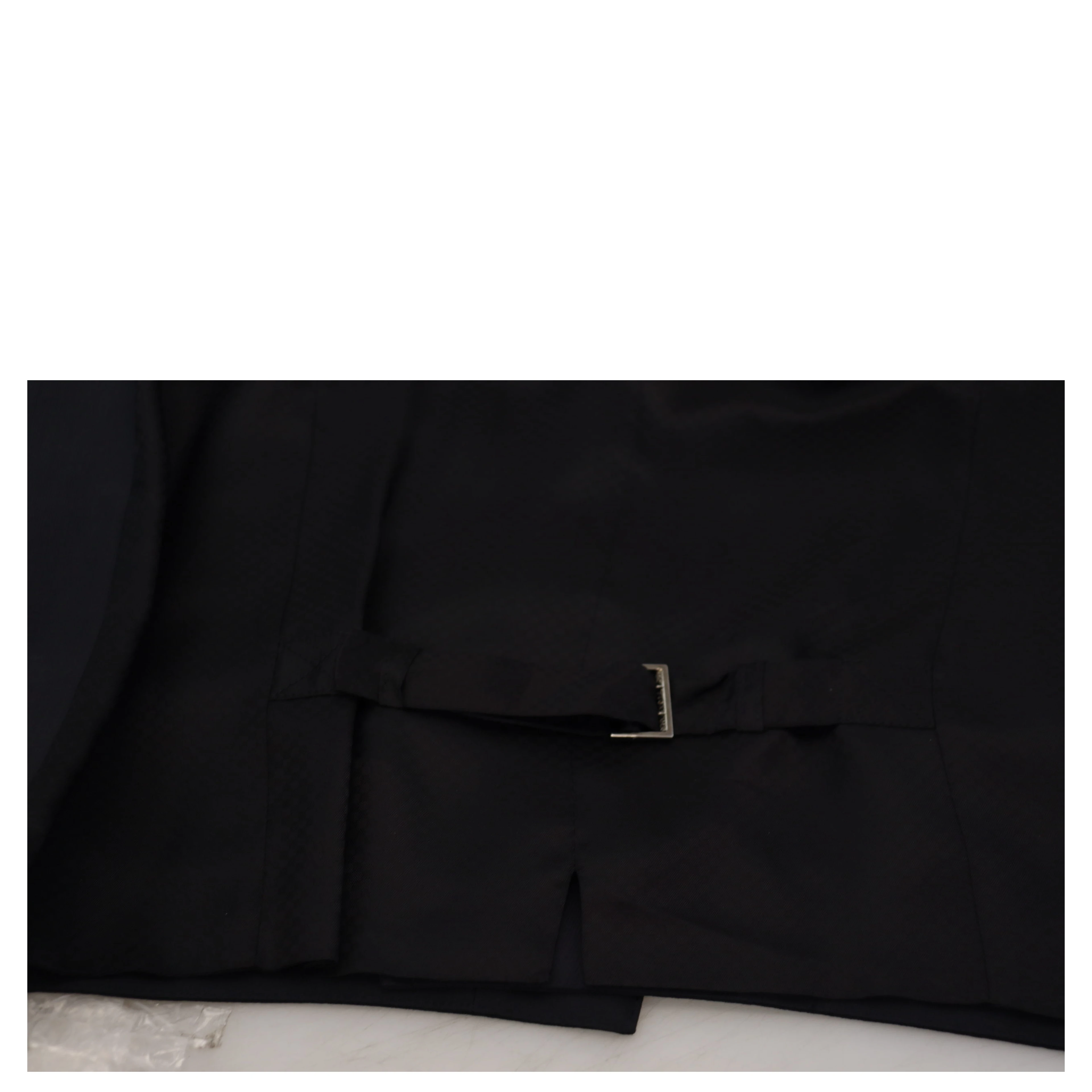 Black Wool Stretch Waistcoat Formal Vest