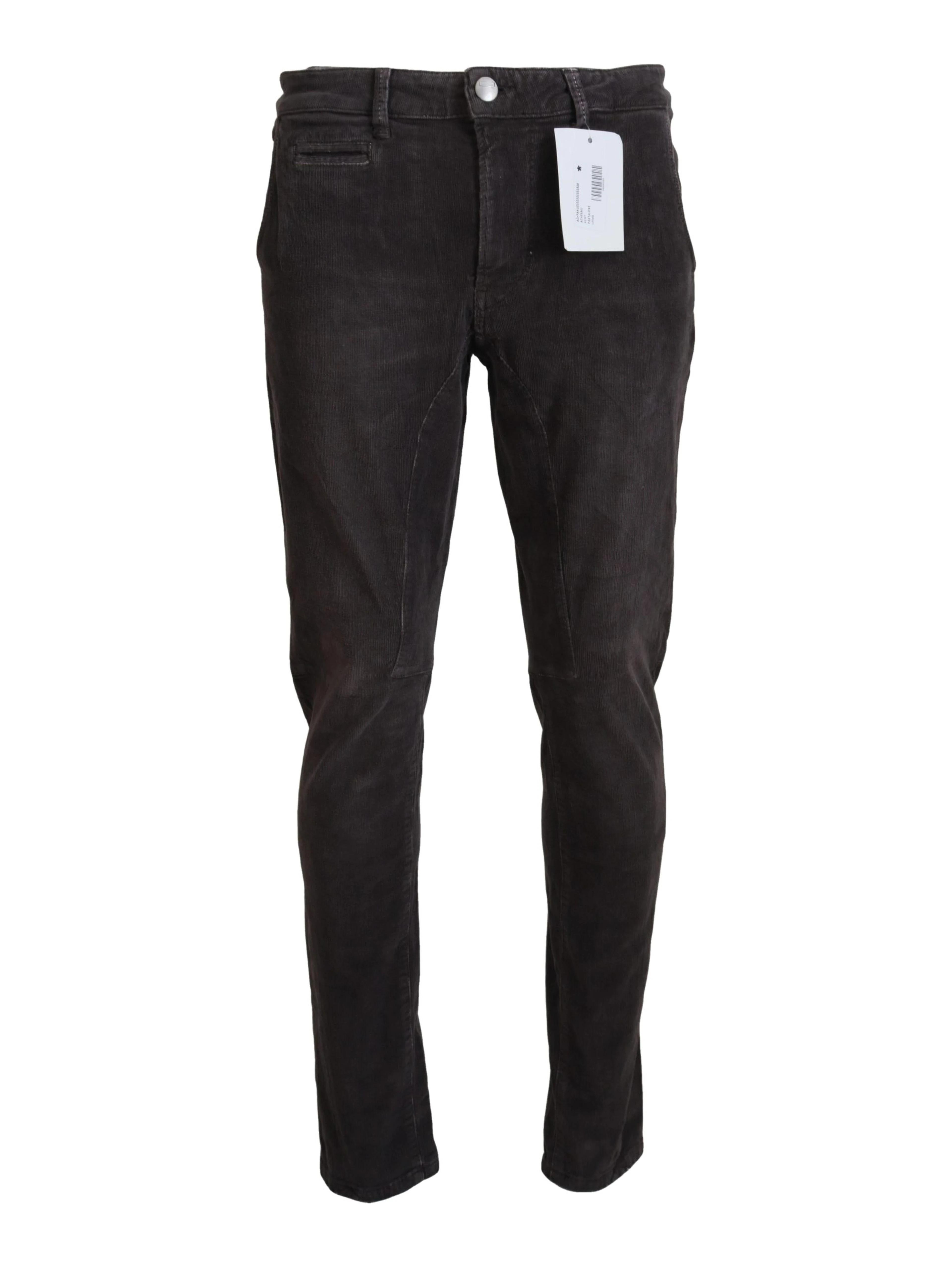 Brown Cotton Straight Fit Men Casual Pants