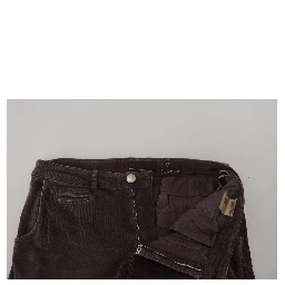 Brown Cotton Straight Fit Men Casual Pants