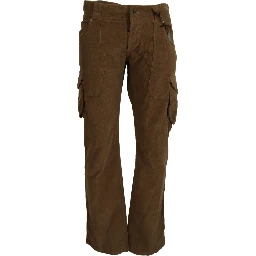 Brown Cotton Corduroy Cargo Pants