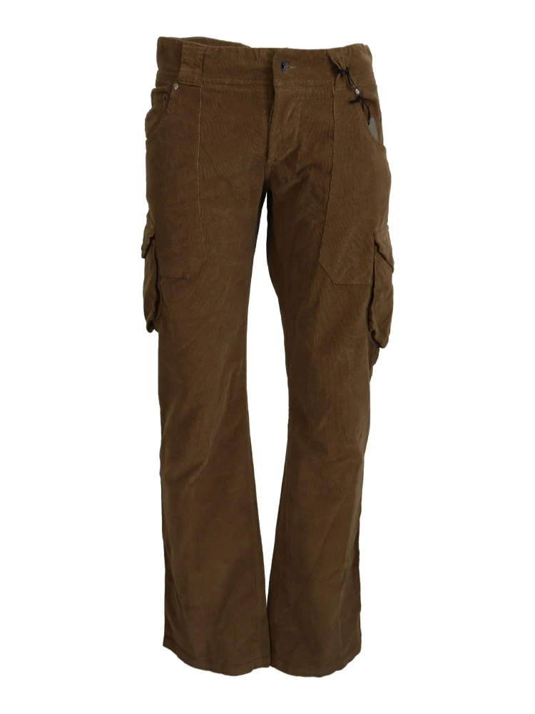 Brown Cotton Corduroy Cargo Pants