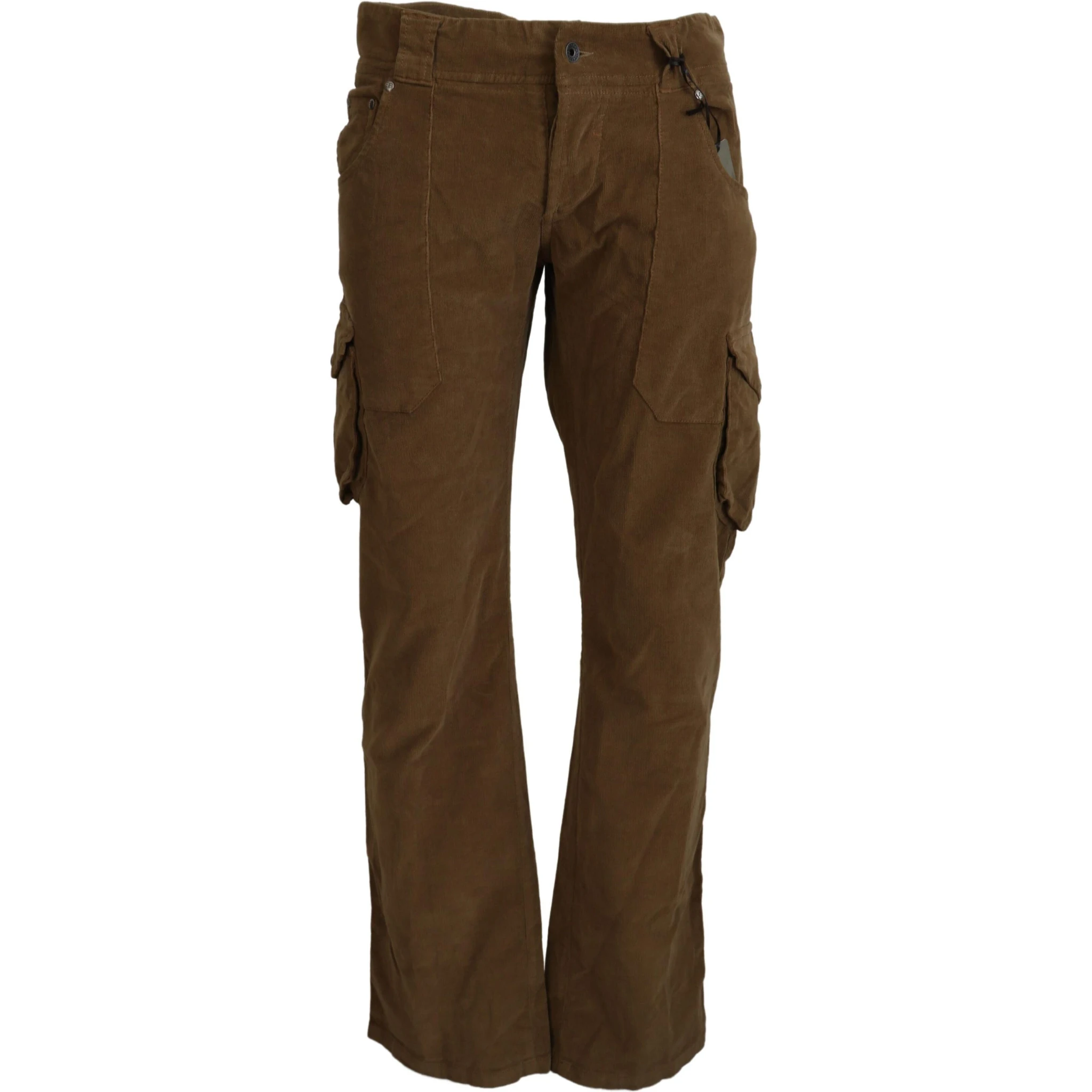Brown Cotton Corduroy Cargo Pants