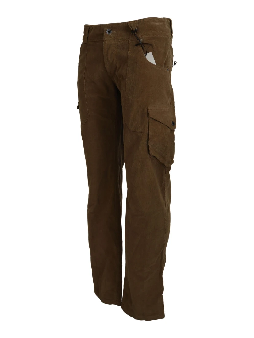 Brown Cotton Corduroy Cargo Pants