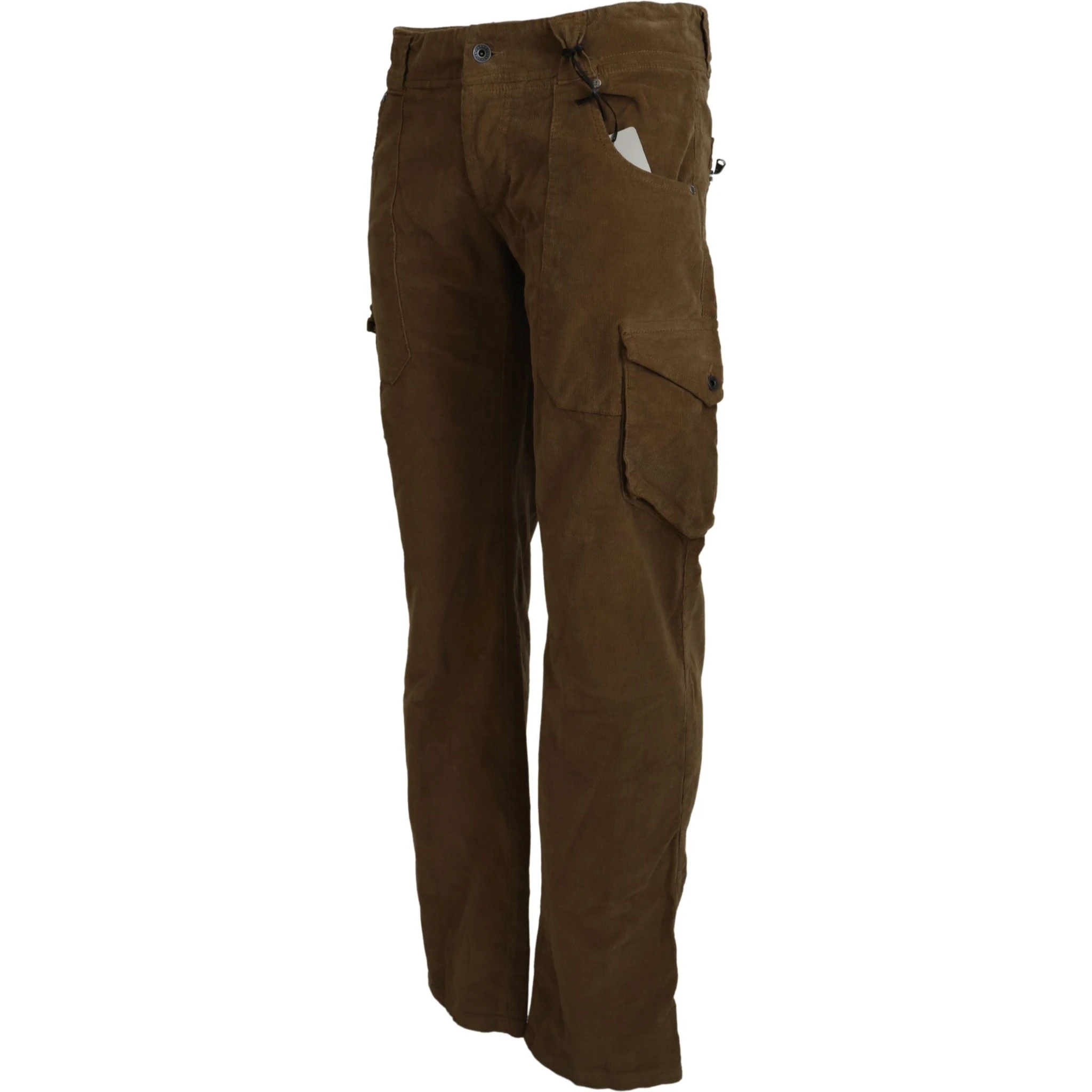 Brown Cotton Corduroy Cargo Pants
