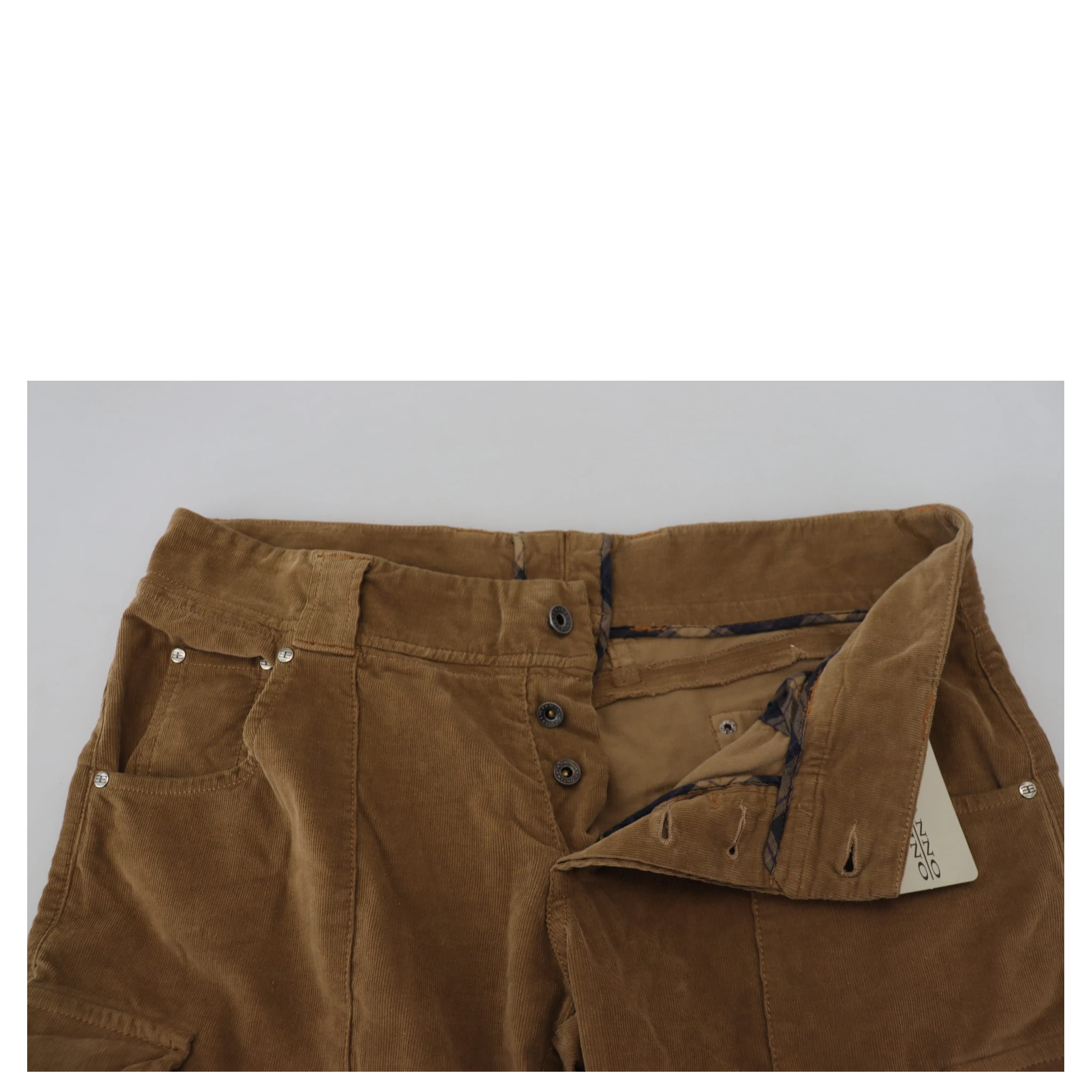 Brown Cotton Corduroy Cargo Pants