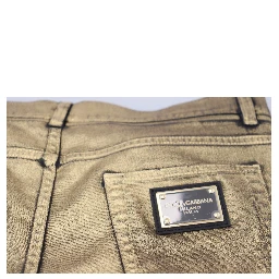 Gold Cotton Tattered Skinny Men Denim Jeans