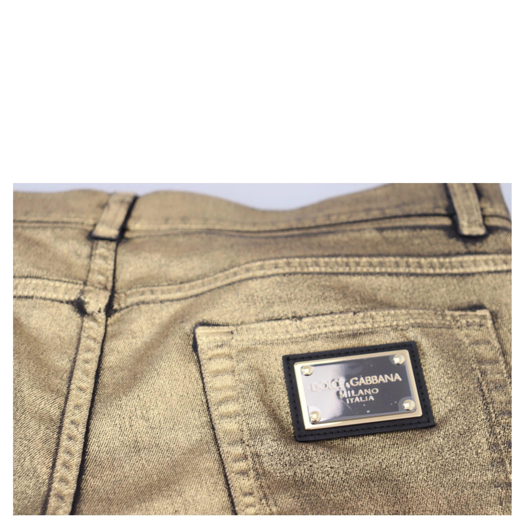 Gold Cotton Tattered Skinny Men Denim Jeans