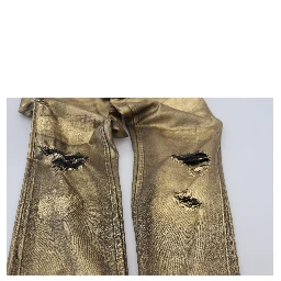 Gold Cotton Tattered Skinny Men Denim Jeans