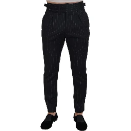 Black Wool Striped Chino Pants