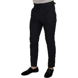 Black Wool Striped Chino Pants