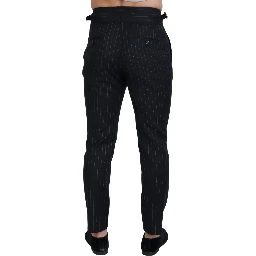 Black Wool Striped Chino Pants