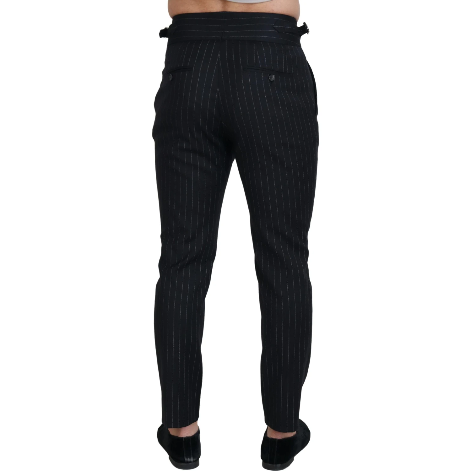 Black Wool Striped Chino Pants