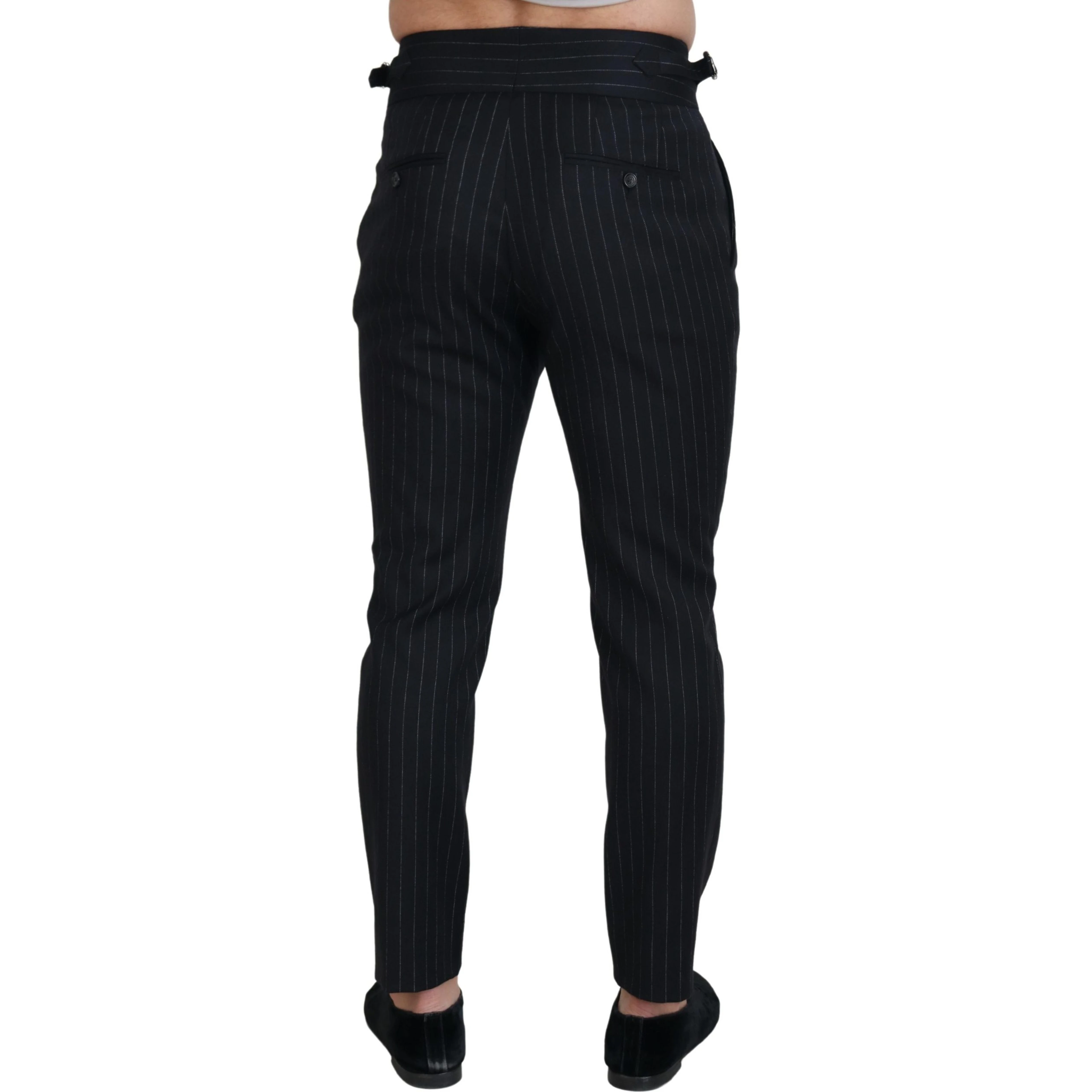 Black Wool Striped Chino Pants