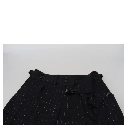 Black Wool Striped Chino Pants