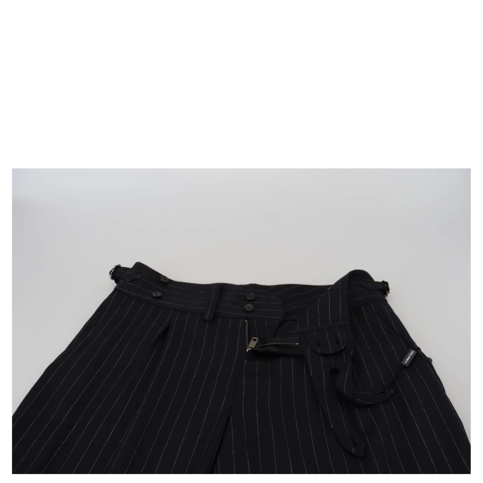 Black Wool Striped Chino Pants