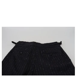 Black Wool Striped Chino Pants