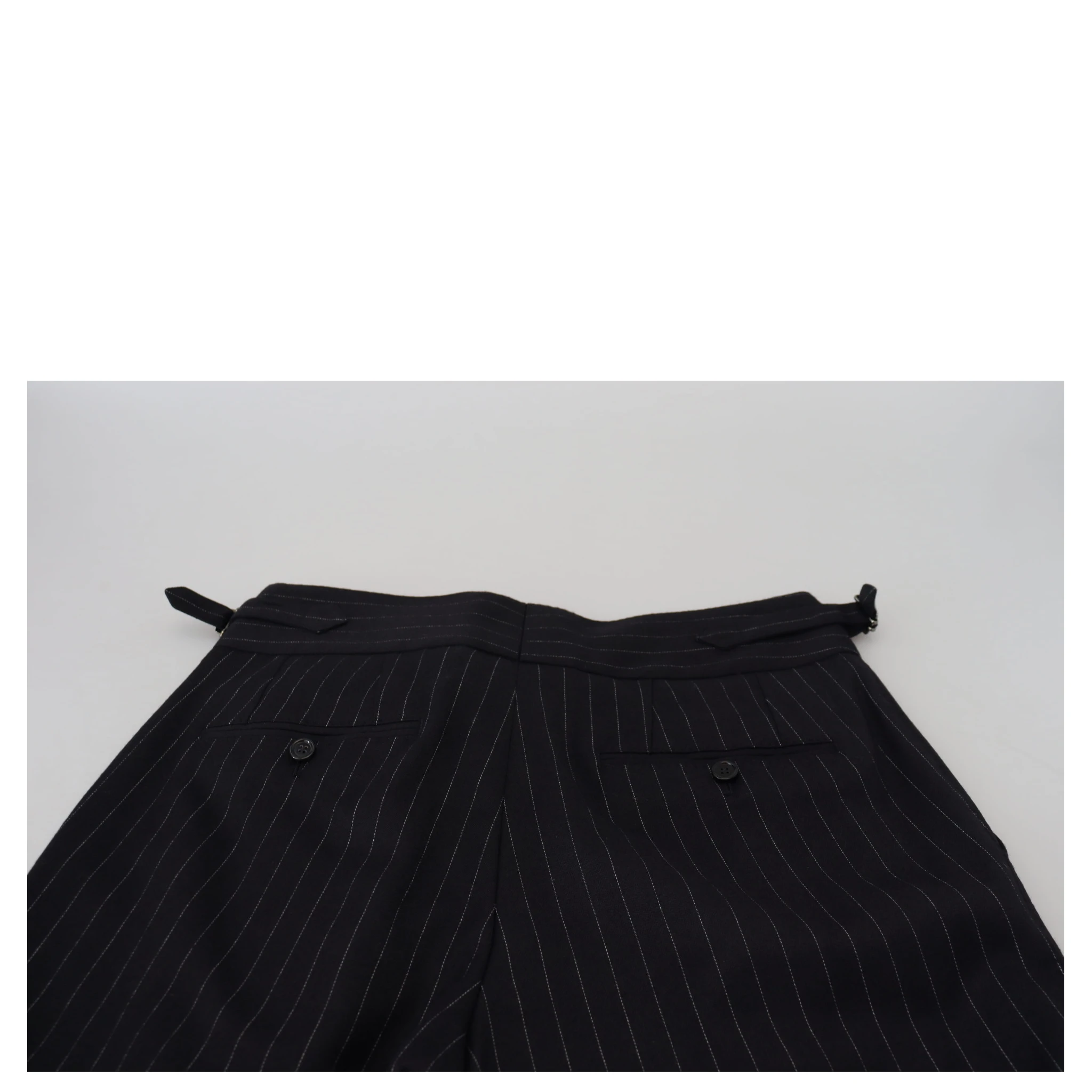 Black Wool Striped Chino Pants