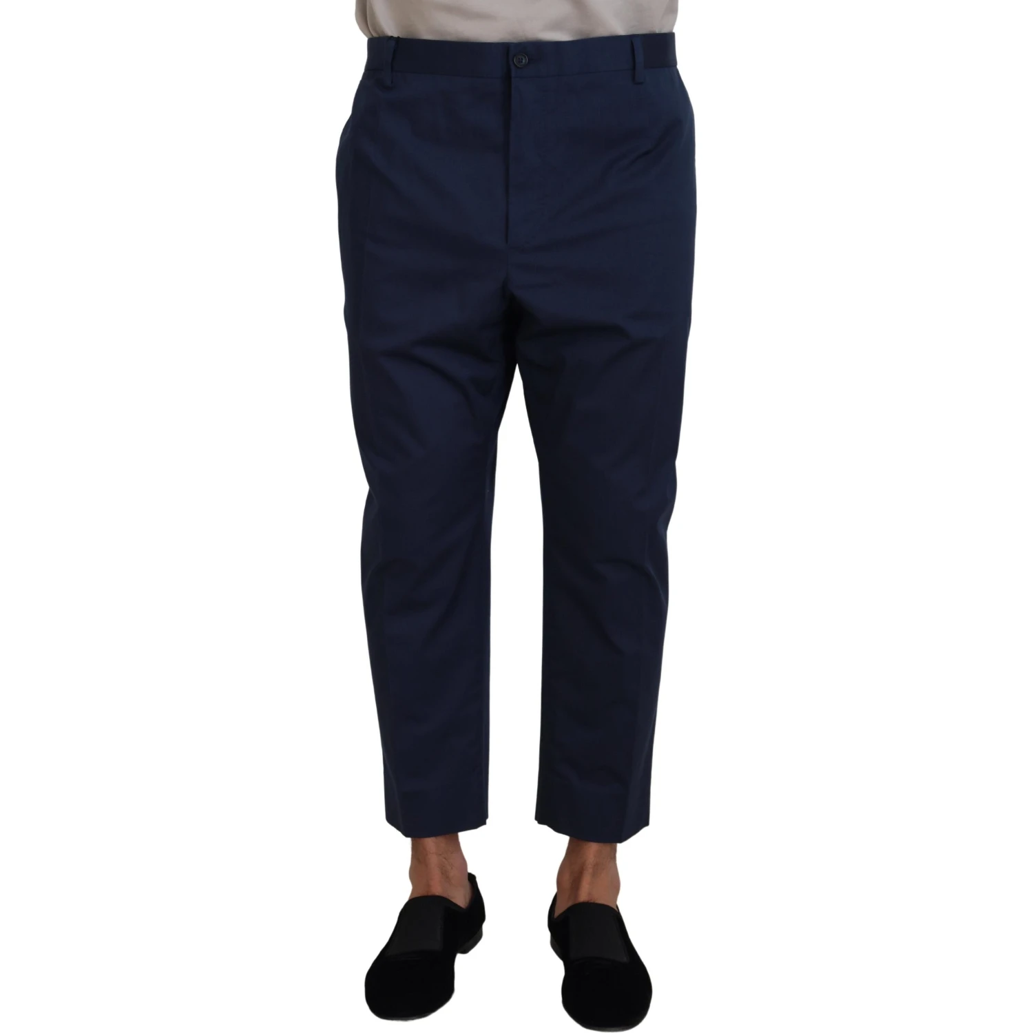 Blue Cotton Men Cropped Pants