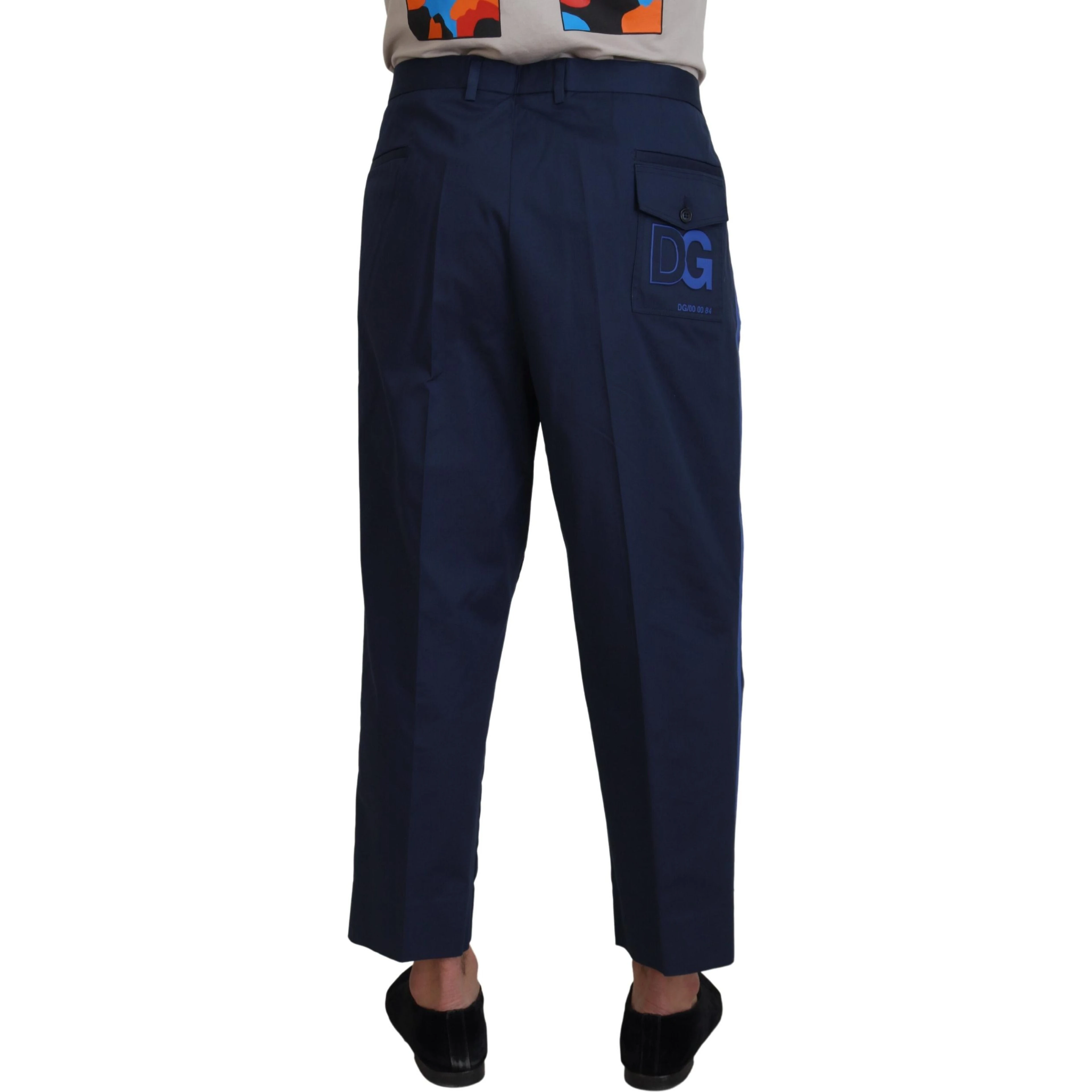 Blue Cotton Men Cropped Pants