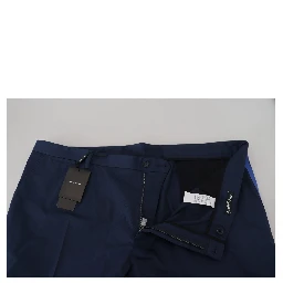 Blue Cotton Men Cropped Pants