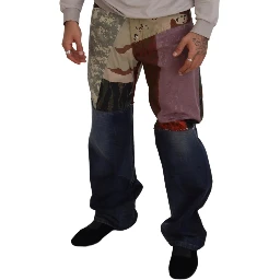 Multicolor Silk Patchwork Men Denim Jeans