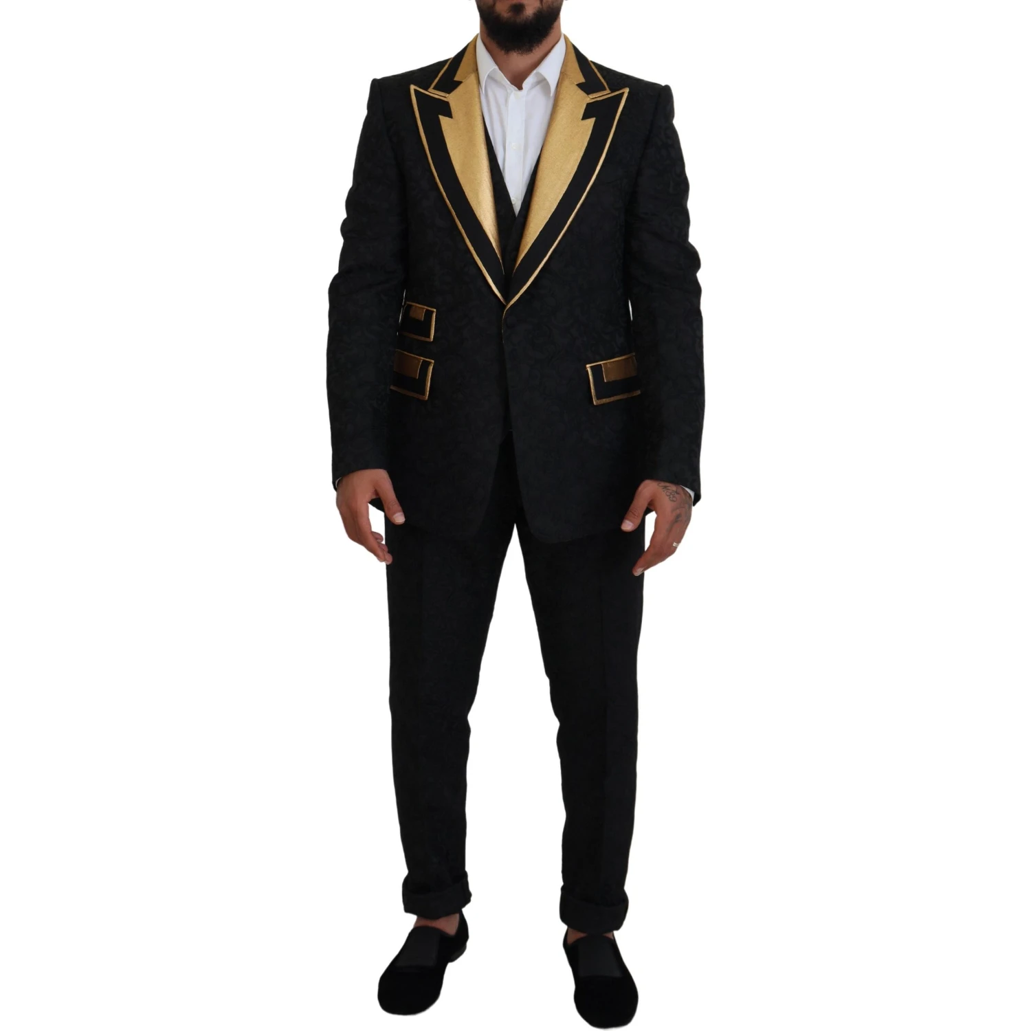 Black Gold Fantasy Tuxedo Slim Fit Suit