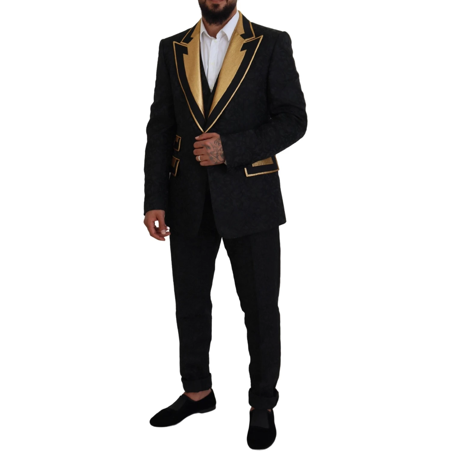 Black Gold Fantasy Tuxedo Slim Fit Suit