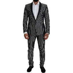 Black White Silk MARTINI Slim Fit Suit