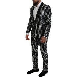 Black White Silk MARTINI Slim Fit Suit
