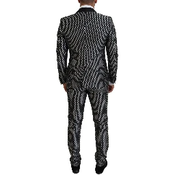 Black White Silk MARTINI Slim Fit Suit