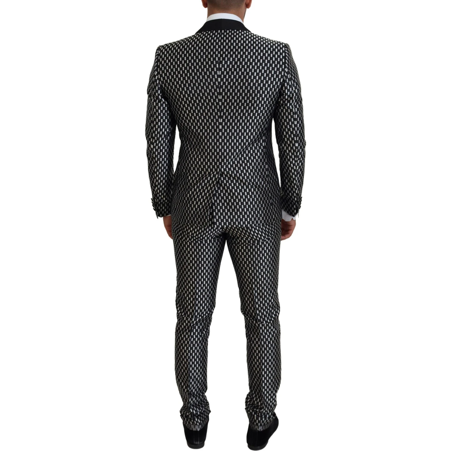 Black White Silk MARTINI Slim Fit Suit