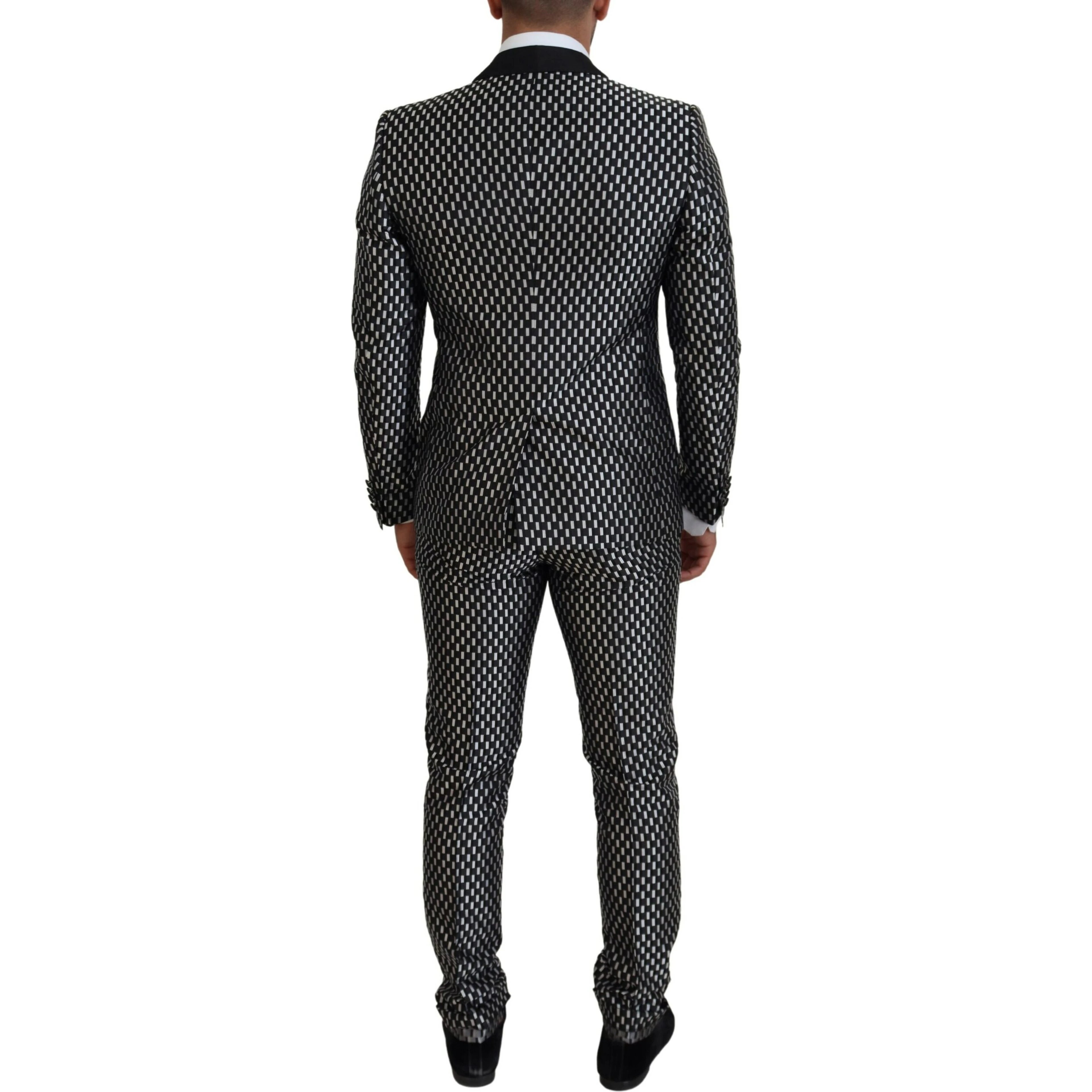 Black White Silk MARTINI Slim Fit Suit